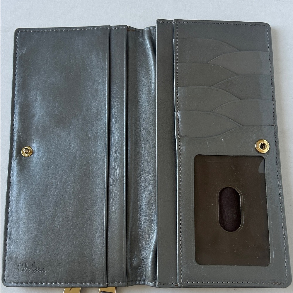 Metallic Leather COLE HAHN Wallet with Dual Zippers